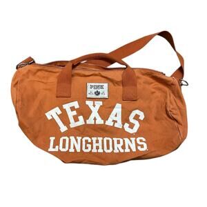 VS Pink University of Texas Longhorns Canvas Overnight Duffle Bag Orange White